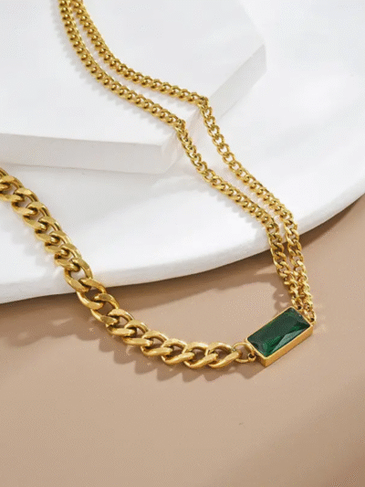 Emerald Single charm necklace