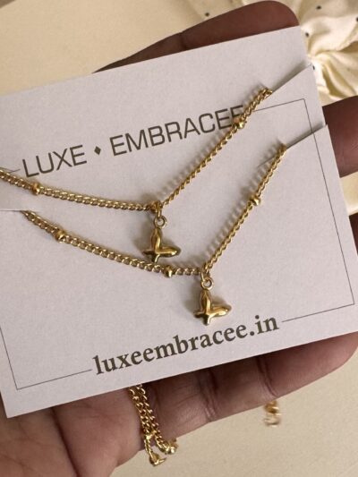 Butterfly Tassel small beads Anklets Pair